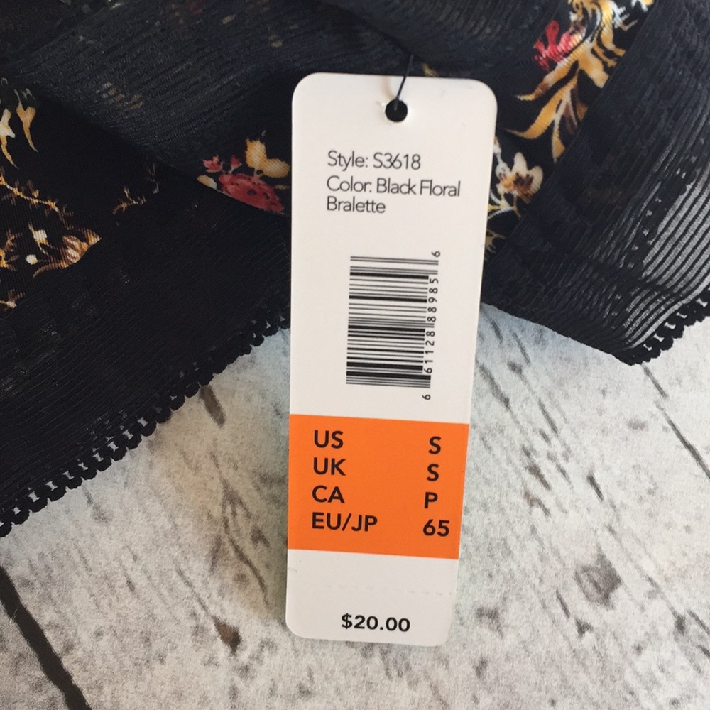 NWT- Sam Edelman Black Floral Bralette - Sz S - Picture 7 of 9